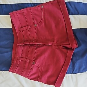 Massimo maroon shorts. Woman's fitted stretchy shorts.